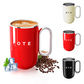 Tasse à café OTE avec poignée, 12 oz/8 oz (350/220 ml) , tasse de voyage isotherme en acier inoxydable, tasse à café réutilisable à double paroi