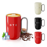 Tasse à café OTE avec poignée, 12 oz/8 oz (350/220 ml) , tasse de voyage isotherme en acier inoxydable, tasse à café réutilisable à double paroi