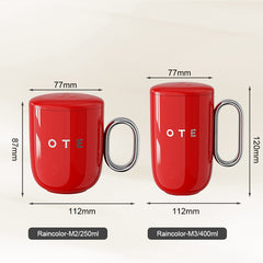 Tasse à café OTE avec poignée, 12 oz/8 oz (350/220 ml) , tasse de voyage isotherme en acier inoxydable, tasse à café réutilisable à double paroi