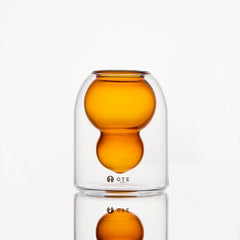 OTE Fulu Tasse en verre borosilicate à double paroi, mug résistant à la chaleur sans plomb avec design flottant en forme de courge, gobelet isolant pour boissons chaudes et froides, cadeau original pour les amateurs de maison et cuisine