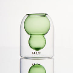 OTE Fulu Tasse en verre borosilicate à double paroi, mug résistant à la chaleur sans plomb avec design flottant en forme de courge, gobelet isolant pour boissons chaudes et froides, cadeau original pour les amateurs de maison et cuisine