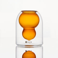 OTE Fulu Tasse en verre borosilicate à double paroi, mug résistant à la chaleur sans plomb avec design flottant en forme de courge, gobelet isolant pour boissons chaudes et froides, cadeau original pour les amateurs de maison et cuisine