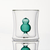OTE Fulu Tasse en verre borosilicaté à double paroi, gobelet résistant à la chaleur, sans plomb, design gourde flottante, pour boissons chaudes et froides, lavage à la main uniquement, idéale pour la maison et offrir