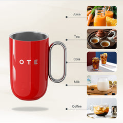 Tasse à café OTE avec poignée, 12 oz/8 oz (350/220 ml) , tasse de voyage isotherme en acier inoxydable, tasse à café réutilisable à double paroi