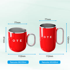 Tasse à café OTE avec poignée, 12 oz/8 oz (350/220 ml) , tasse de voyage isotherme en acier inoxydable, tasse à café réutilisable à double paroi