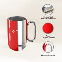 Tasse à café OTE avec poignée, 12 oz/8 oz (350/220 ml) , tasse de voyage isotherme en acier inoxydable, tasse à café réutilisable à double paroi