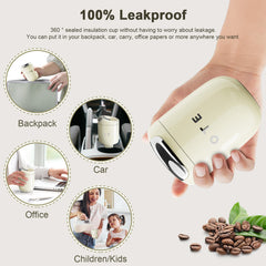 Tasse à café de voyage isotherme OTE, double paroi en acier inoxydable avec couvercle, 350/220 ml