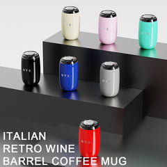 OTE Tasse à café isotherme sous vide, mug portable en acier inoxydable façon tonneau à vin (avec couvercle à boire), capacité 13,5 oz/10,1 oz (400 ml/300 ml) – adaptée aux boissons chaudes et froides, portable et durable, idéale pour le sport, les voyages