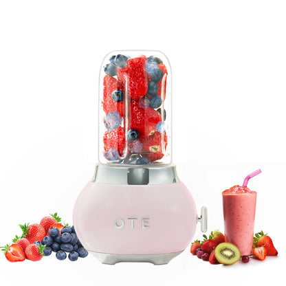 Mélangeur OTE Smoothie maker, Retro Kitchen Petit mélangeur en verre pour shakes et smoothies, avec verre 400ml