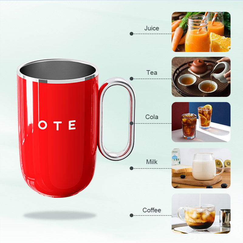 Tasse à café avec poignée, 12oz/8oz (350/220ml) isolé en acier inoxydable tasse de café de voyage, double paroi vide réutilisable tasse à café