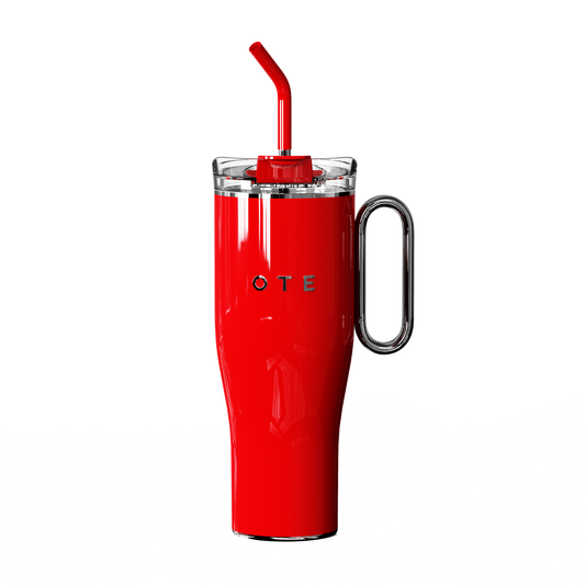 OTE1.2 L (42 oz) Tasse à café à emporter, tasse isotherme à double paroi en acier avec poignée et paille, sans BPA, gobelet de voiture portable, tasse thermique, tasse à café pour boissons chaudes et froides